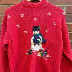 Marisa Christina Christmas Collection 2000 Snowman Sweater Cotton Angora M